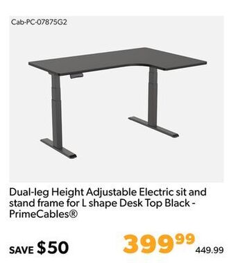 Shopper+ Dual-leg height adjustable electric sit and stand frame for l shape desk top black - primecables offer