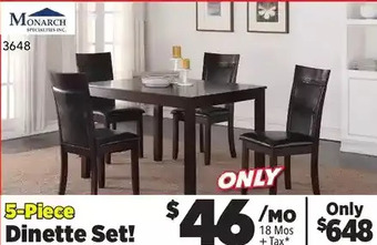 Surplus Furniture Nellie espresso 5-piece dinette set offer