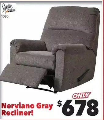 Surplus Furniture Nerviano gray recliner offer