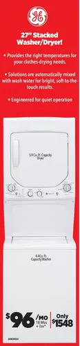Surplus Furniture Ge 27" stacked washer&dryer offer