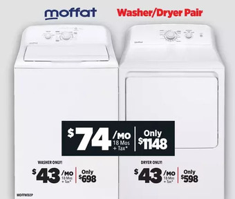 Surplus Furniture Moffat white 27" washer & dryer set offer