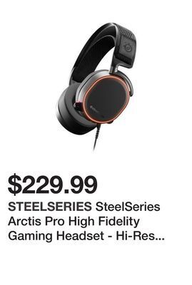 Newegg Steelseries arctis pro high fidelity gaming headset - hi-res speaker drivers - dts headphone: x v2.0 surround for pc, black offer
