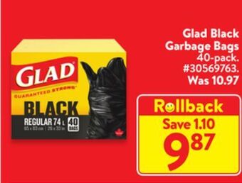 Walmart Glad black garbage bags offer