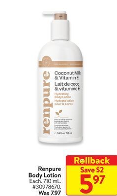 Walmart Renpure body lotion offer