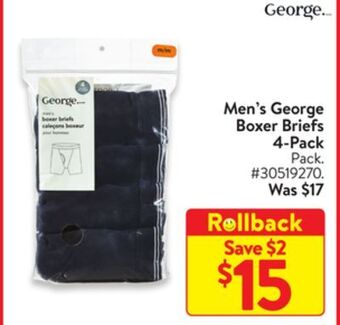 Walmart Men's george boxer briefs 4-pack offer