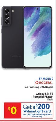 Walmart Samsung galaxy s21 fe postpaid phone offer