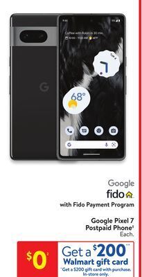 Walmart Google pixel 7 postpaid phone offer