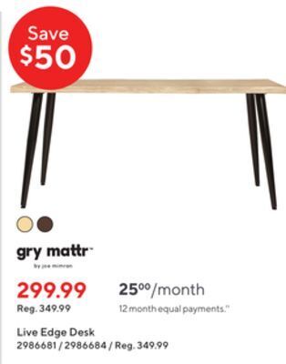 Staples Gry mattr live edge desk offer