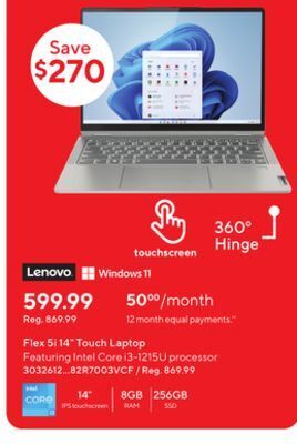 Staples Lenovo flex 5i 14" touch laptop offer