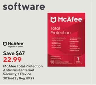 Staples Mcafee total protection antivirus & internet security- 1 device offer
