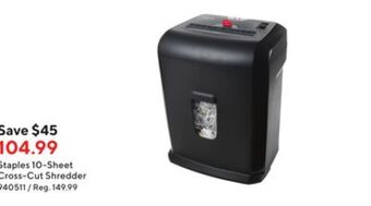 Staples Staples 10-sheet cross-cut shredder offer