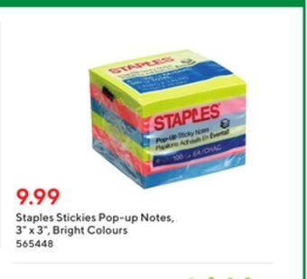 Staples Staples stickies pop-up notes - 3" x 3" - bright colours offer