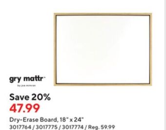 Staples Gry mattr dry-erase board offer