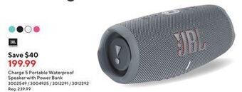 Staples Jbl charge 5 portable waterproof speaker with power bank offer
