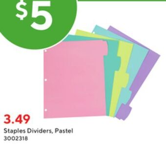 Staples Staples dividers - pastel offer