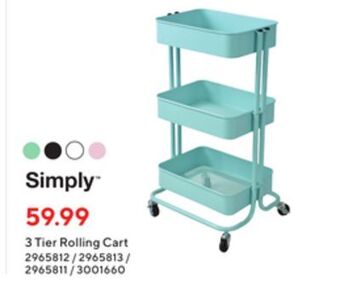Staples Simply 3 tier rolling cart offer