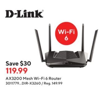Staples D-link ax3200 mesh wi-fi 6 router offer