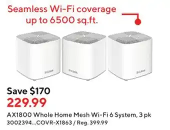 Staples D-link ax1800 whole home mesh wi-fi 6 systems 3 pk offer