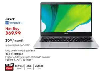 Staples Acer life, a little more organized. 15.6" notebook offer