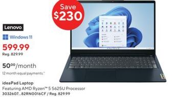 Staples Lenovo ideapad laptop offer