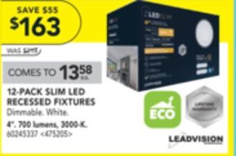 Lowe's Leadvision 12-pack slim led recessed fixtures offer