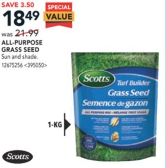 Lowe's Scotts all-purpose grass seed offer