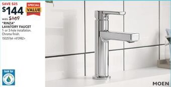 Lowe's Moen "rinza" lavatory faucet offer