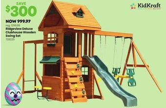 Toys R us Kidkraft ridgeview deluxe clubhouse wooden swing set offer