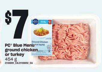 Loblaws Pc® blue menu® ground chicken or turkey, 454 g offer