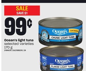 Loblaws Ocean's light tuna, 170 g offer