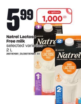 Loblaws Natrel lactose free milk, 2 l offer