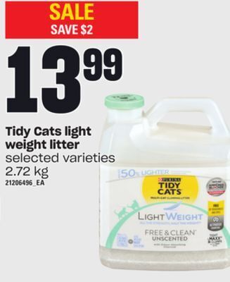 Loblaws Tidy cats light weight litter, 2.72 kg offer