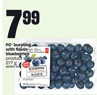 Loblaws Pc® bursting with flavor blueberries, 277 g offer
