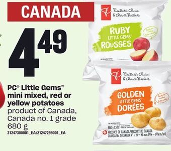 Loblaws Pc® little gems mini mixed, red or yellow potatoes, 680 g offer