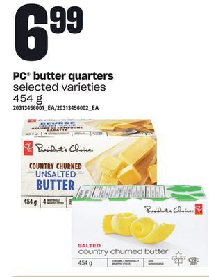 Loblaws Pc® butter quarters, 454 g offer
