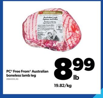 Real Canadian Superstore Pc® free from® australian boneless lamb leg offer
