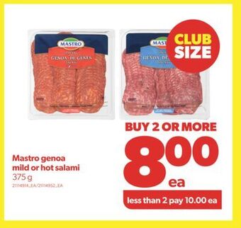 Real Canadian Superstore Mastro genoa mild or hot salami, 375 g offer