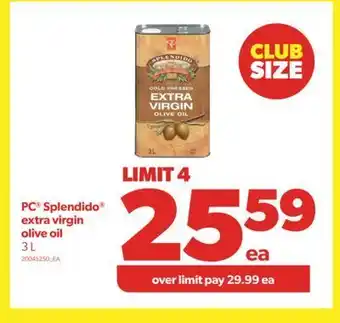 Real Canadian Superstore Pc® splendido® extra virgin olive oil, 3 l offer