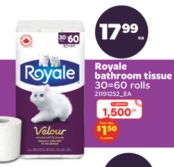Real Canadian Superstore Royale bathroom tissue, 30=60 rolls offer