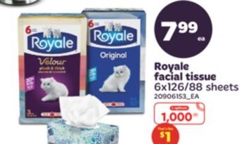 Real Canadian Superstore Royale facial tissue, 6x126/88 sheets offer