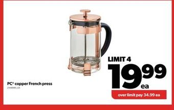 Real Canadian Superstore Pc® copper french press offer