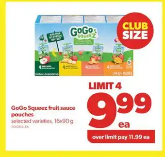 Real Canadian Superstore Gogo squeez fruit sauce pouches, 16x90 g offer
