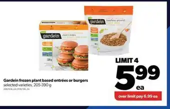 Real Canadian Superstore Gardein frozen plant based entrées or burgers, 205-390 g offer