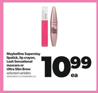 Real Canadian Superstore Maybelline superstay lipstick, lip crayon, lash sensational mascara or ultra slim brow offer