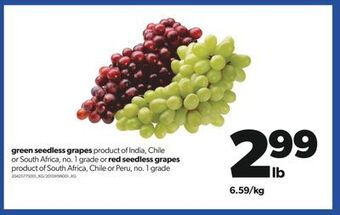 Real Canadian Superstore Green seedless grapes or red seedless grapes offer