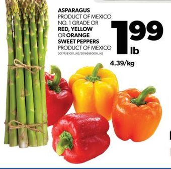 Real Canadian Superstore Asparagus red, yellow or orange sweet peppers offer