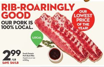 Longo's Fresh ontario pork back ribs offer
