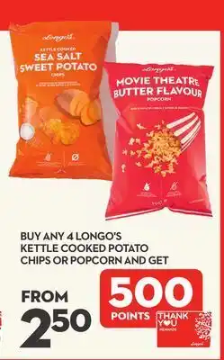 Longo's Longo's kettle cooked potato chips or popcorn offer