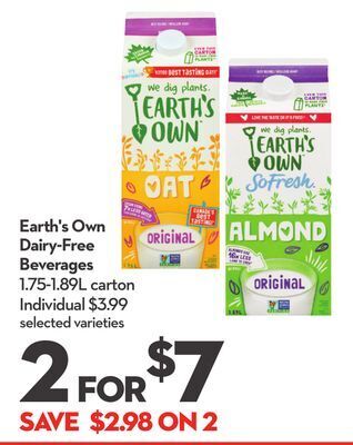 Longo's Earth's own dairy-free beverages offer