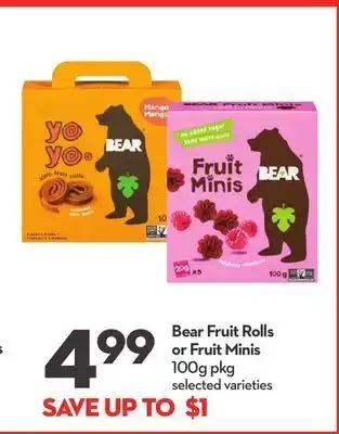 Longo's Bear fruit rolls or fruit minis offer